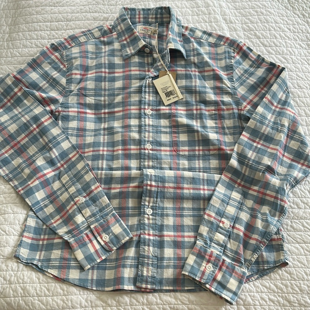 Faherty Blue and Red Plaid Men's Shirt